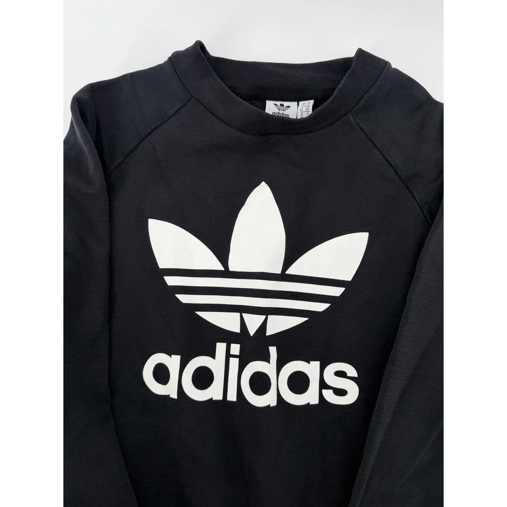Adidas Originals Trefoil Sweatshirt Black White Logo Pullover Mens Small BK5865